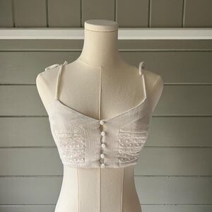 Princess-polly Women's White and Cream Crop-top